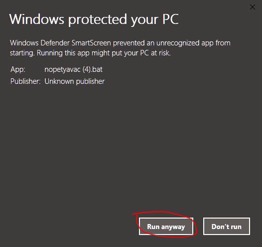 Windows Protected Run Anyway image